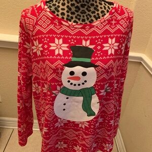WOMEN'S SNOWMAN LONG SLEEVE KNIT TOP-SIZE: XL (16-18)